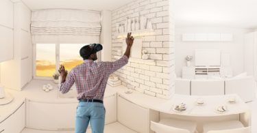 man doing VR interior design