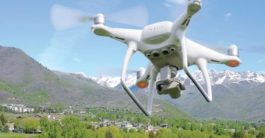 drone flying over neighborhood