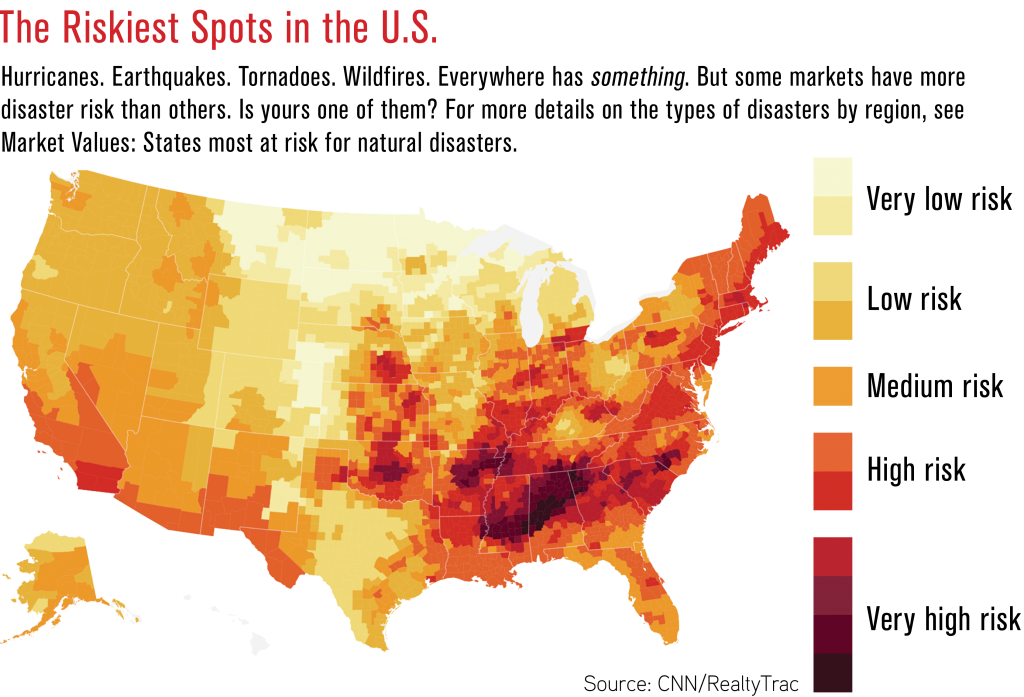 map of natural disasters in U.S.