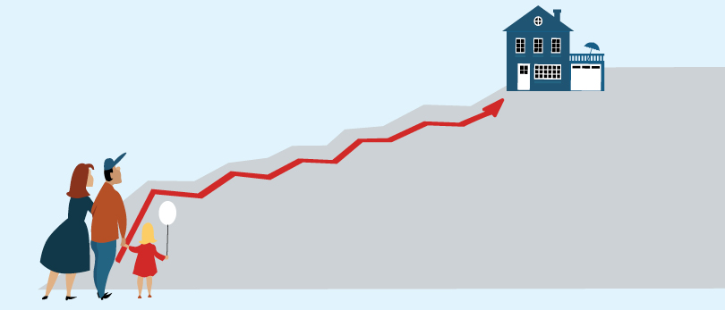 Line graph going up to home