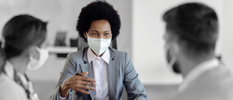 real estate agent wearing mask