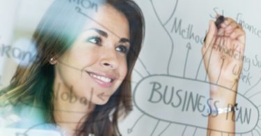 woman brainstorming business plans