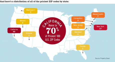 map of priciest U.S. ZIP codes