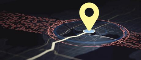 digital map with arrow