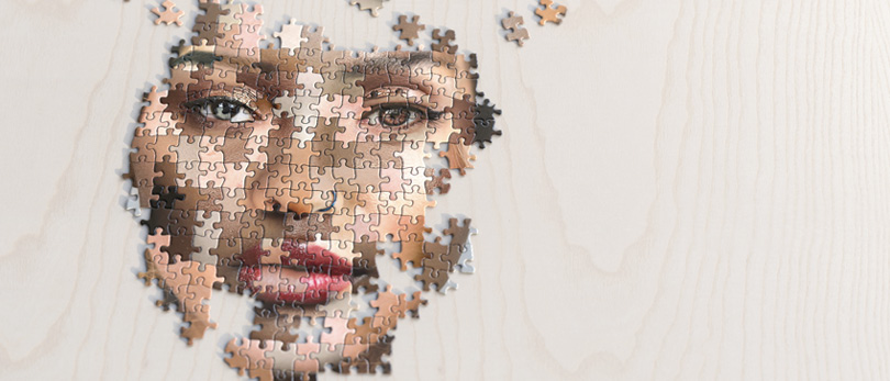 puzzle mosaic of face
