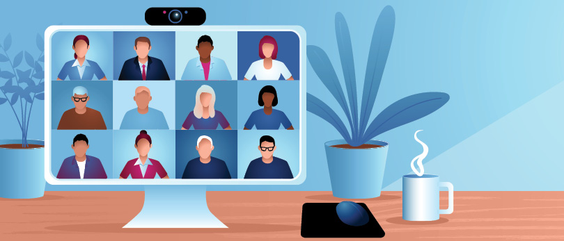 illustration of virtual meeting on screen