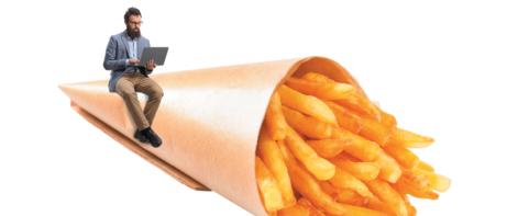 man with frenchfries
