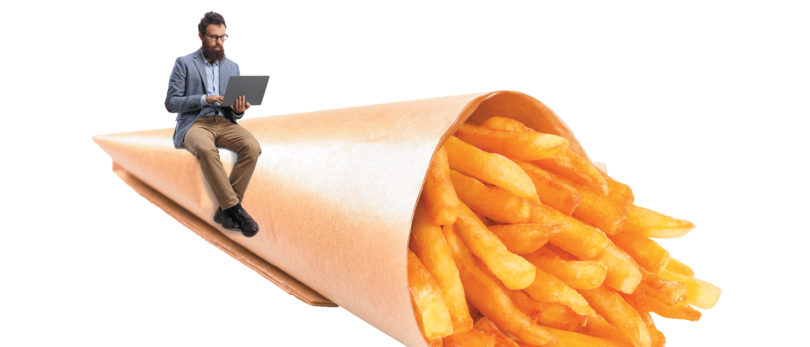 man with frenchfries