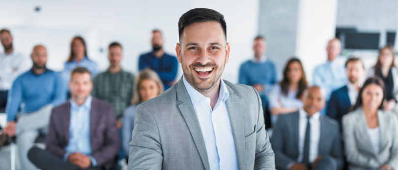 man showing off new technology