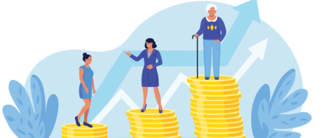 people standing on coins
