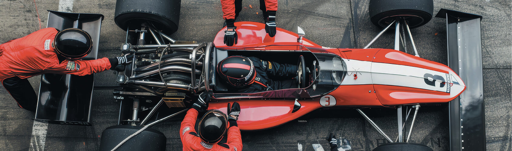 Pit crew working on a F1 racecar