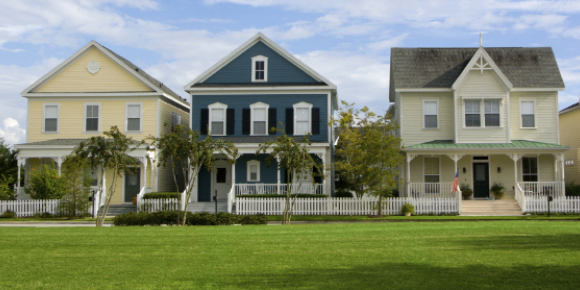 A row of residential houses.